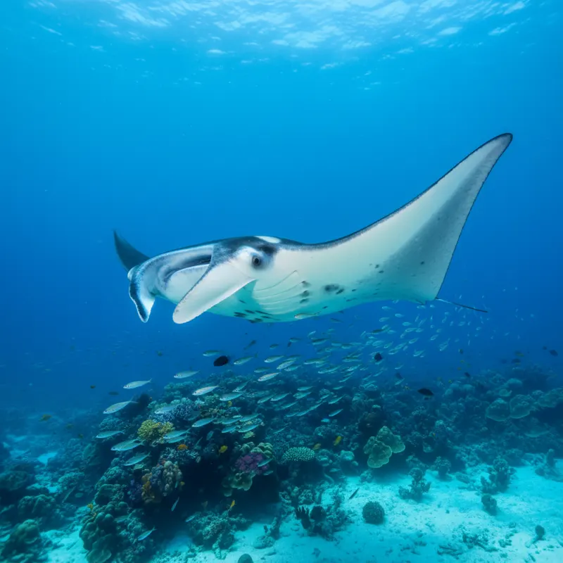 A majestic manta ray gliding through the water